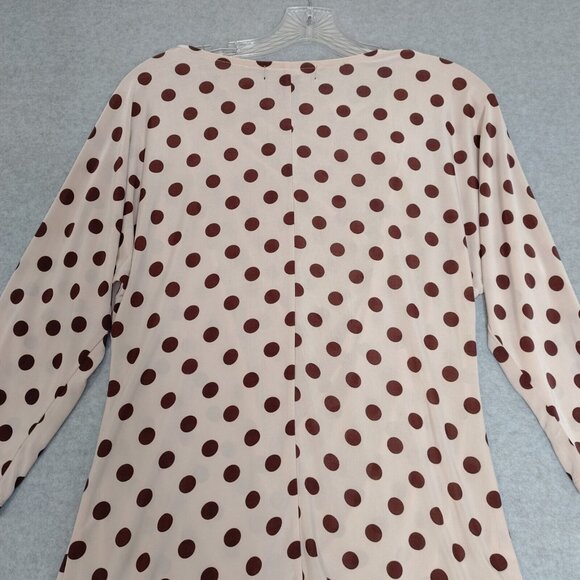 Isabella Rodriguez L Draped Front Polka Dot Classic Top Blouse 3/4 Sleeve Pink - Picture 9 of 10